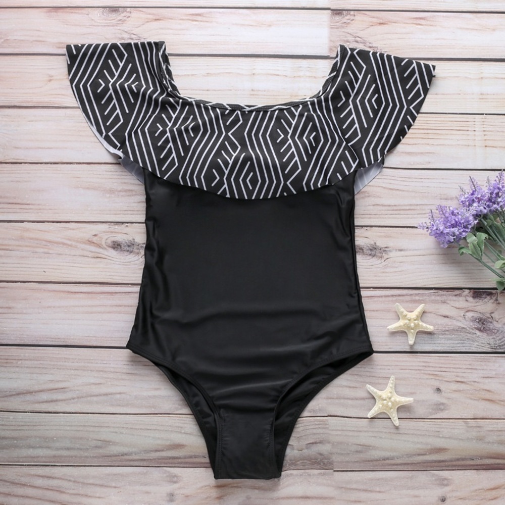 Sexy Off The Shoulder Bathing Suit with Ruffles - Picture 9 of 11